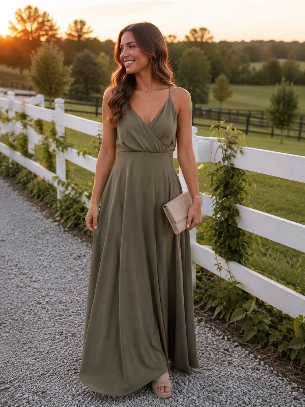 Birdy Grey Green Spaghetti-Strap Maxi Dress